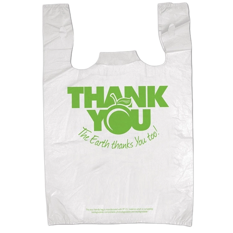 Custom Plastic Bag Biodegradable Compostable Environment-Friendly Supermarket T-Shirt Bag Vest Shopping Bags