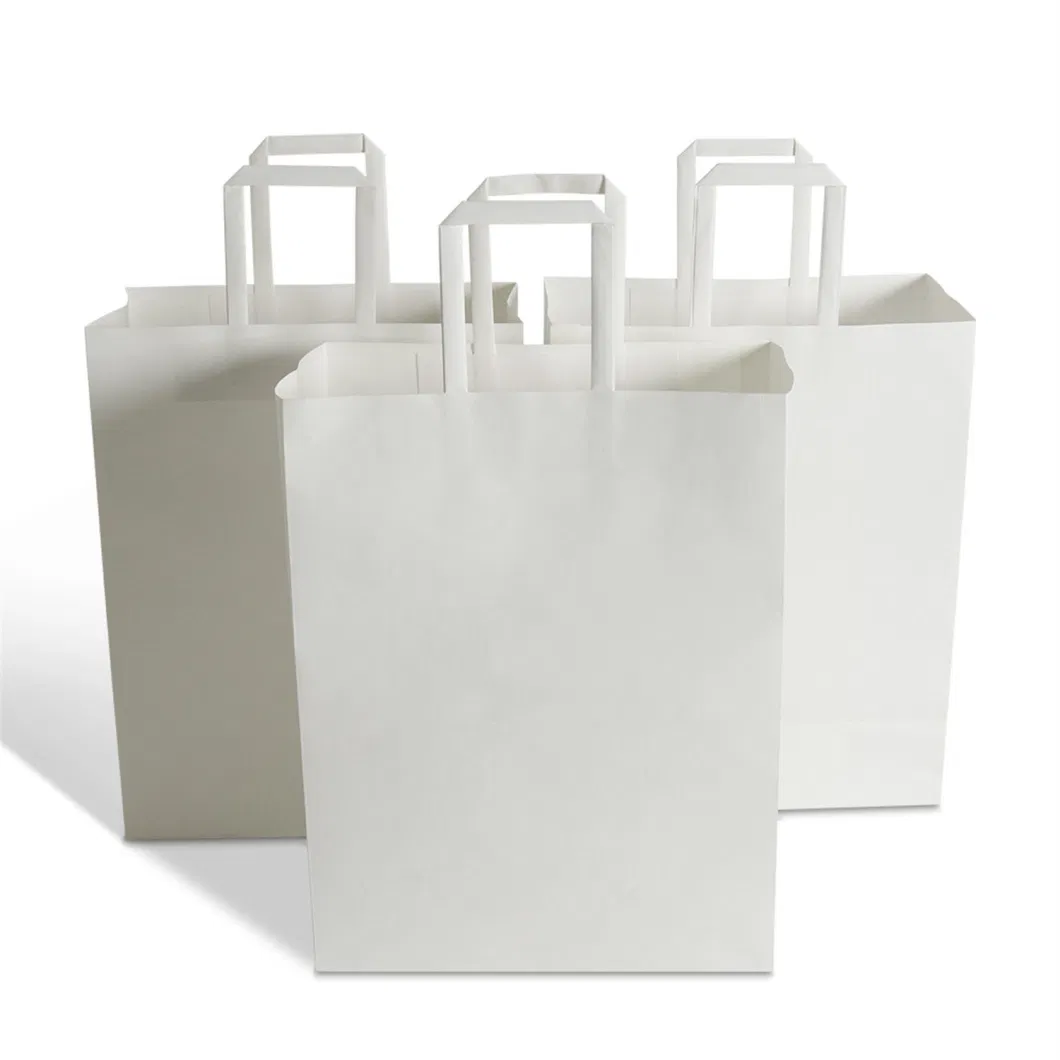 Reusable Environment-Friendly Large-Capacity Grocery Supermarket Vegetable Packaging Kraft Paper Bag with Flat Handle