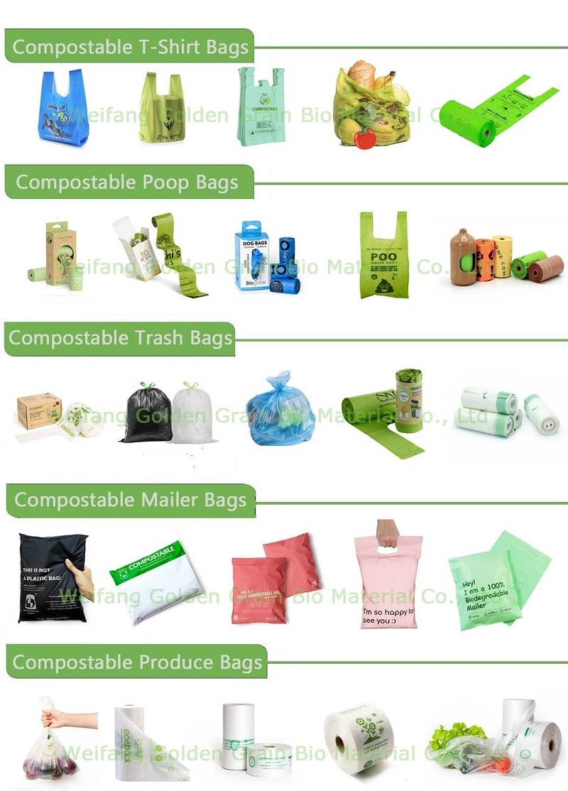 EU En13432/ASTM-D6400 Certificated 100%Biodegradable Compostable Plastic Garbage/Trash Bag