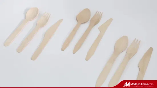 Tenedor de madera compostable biodegradable disponible de los utensilios de cocina del vajilla del servicio de mesa de los cubiertos