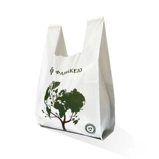 Bolsas compostables de almidón de maíz de compras de plástico biodegradable 100% ecológico con norma EN13432/ASTM